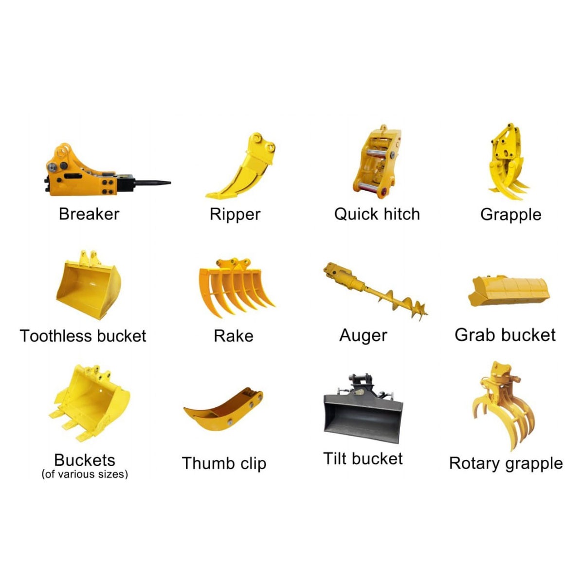 Accessoires compatibles mini-pelle RIPPA R15 1500 kg