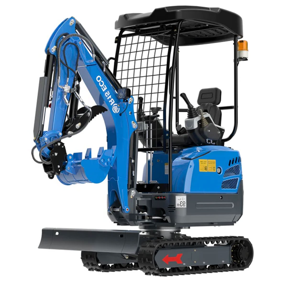 Mini-pelle RIPPA R15 1500 kg vue arrière 3/4