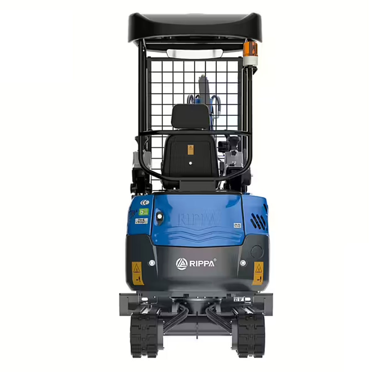 Mini-pelle RIPPA R15 vue arrière avec canopy
