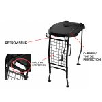 Cabine mini-pelle RIPPA R10 équipée de rétroviseurs et d'un filet de protection arrière.