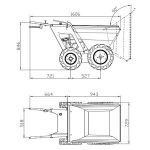 Schéma des dimensions du mini dumper Delta-Competent Garden Dumper 4x4