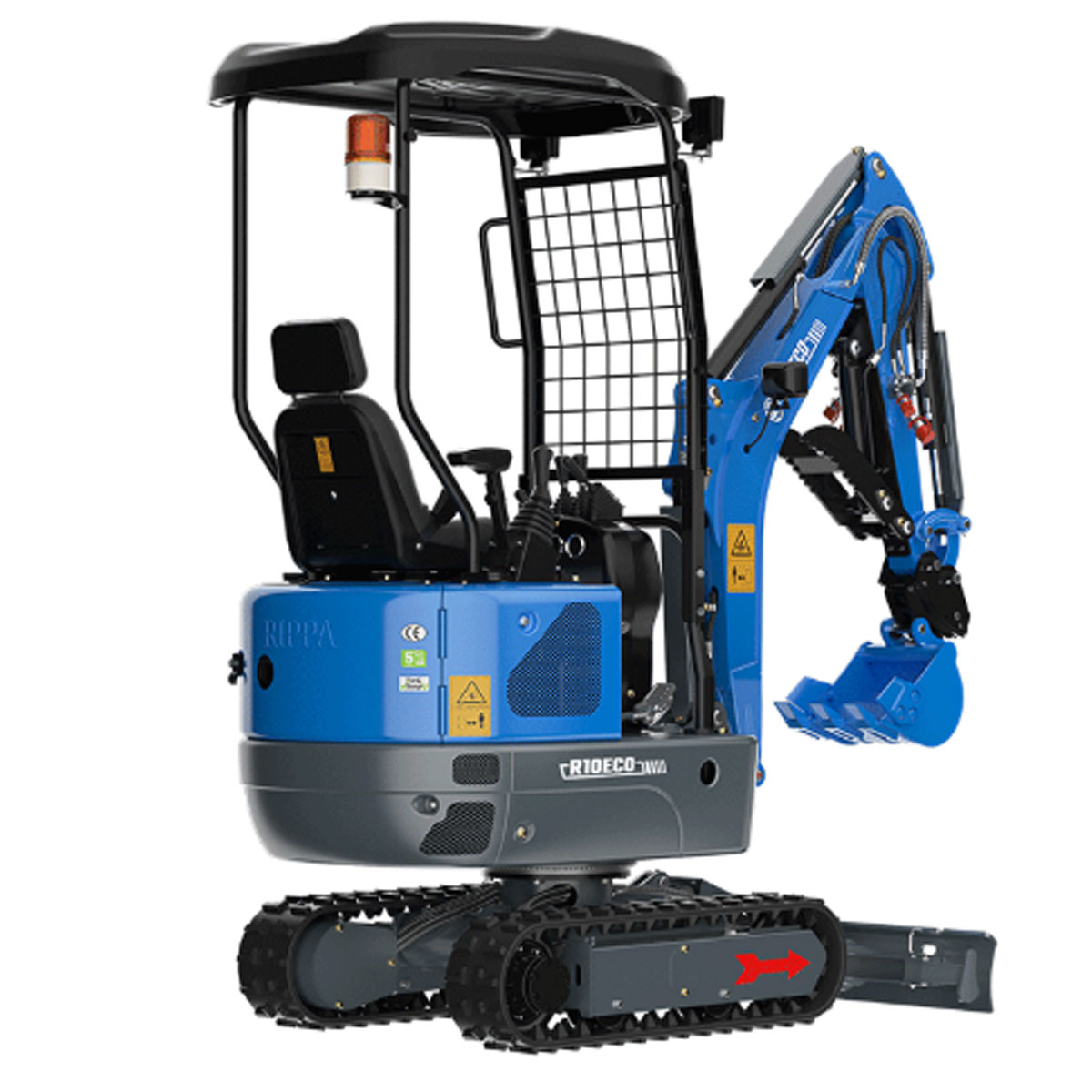 Mini-pelle R10-6 Kubota vue arrière 3/4 droite