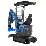 Mini-pelle Rippa R13 PRO vue arrière droite avec flèche déportable