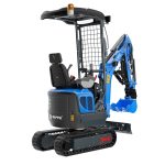 Mini-pelle Rippa R13 PRO vue arrière gauche avec canopy et chenilles extensibles
