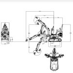 Schéma technique des dimensions de la micro mini-pelle Rippa R06 0,75 tonne moteur Kubota