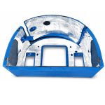 Toit de cabine isolé pour mini-pelle RIPPA R10 avec revêtement thermique et phonique.