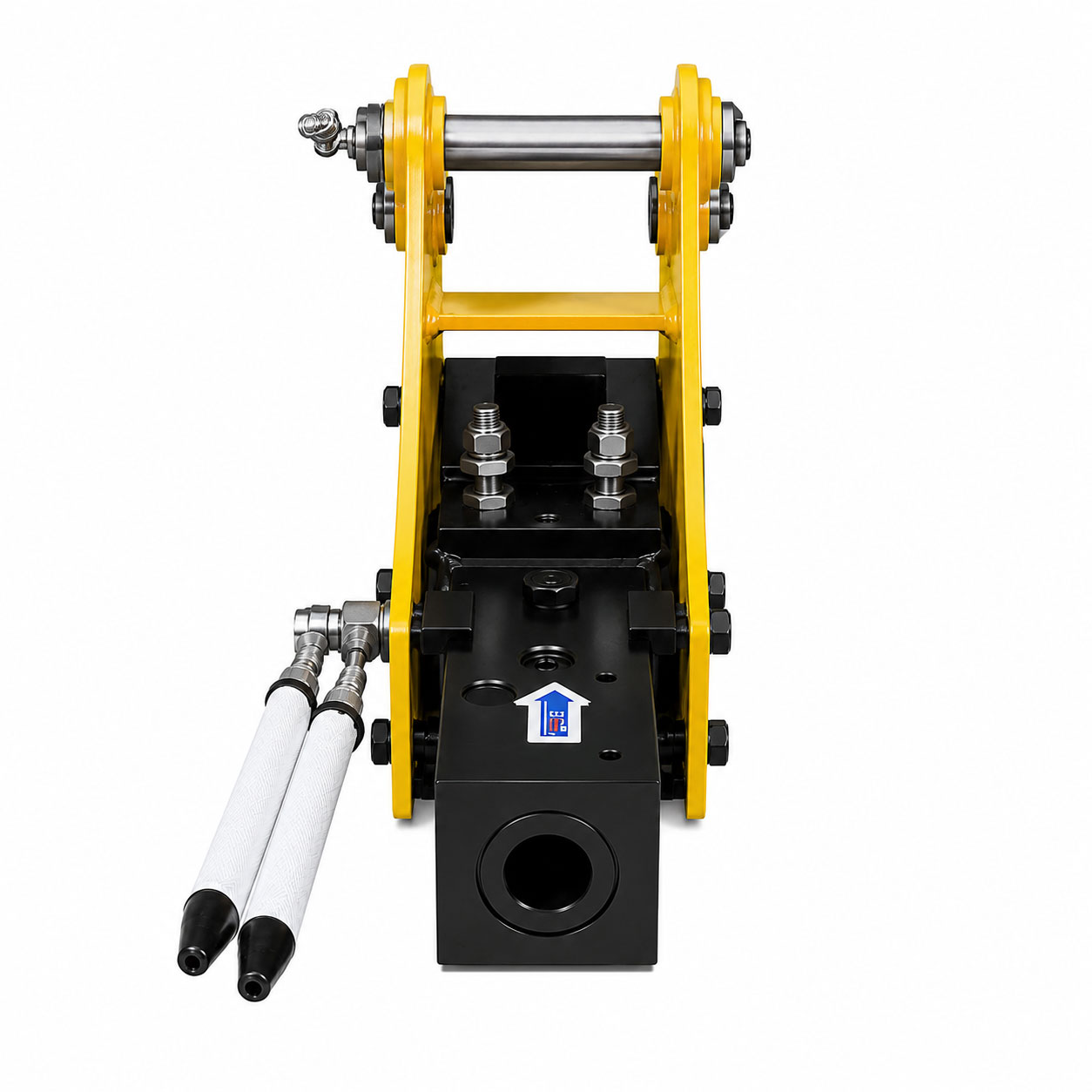 Brise-roche hydraulique pour mini-pelle RIPPA avec flexibles en vue de face