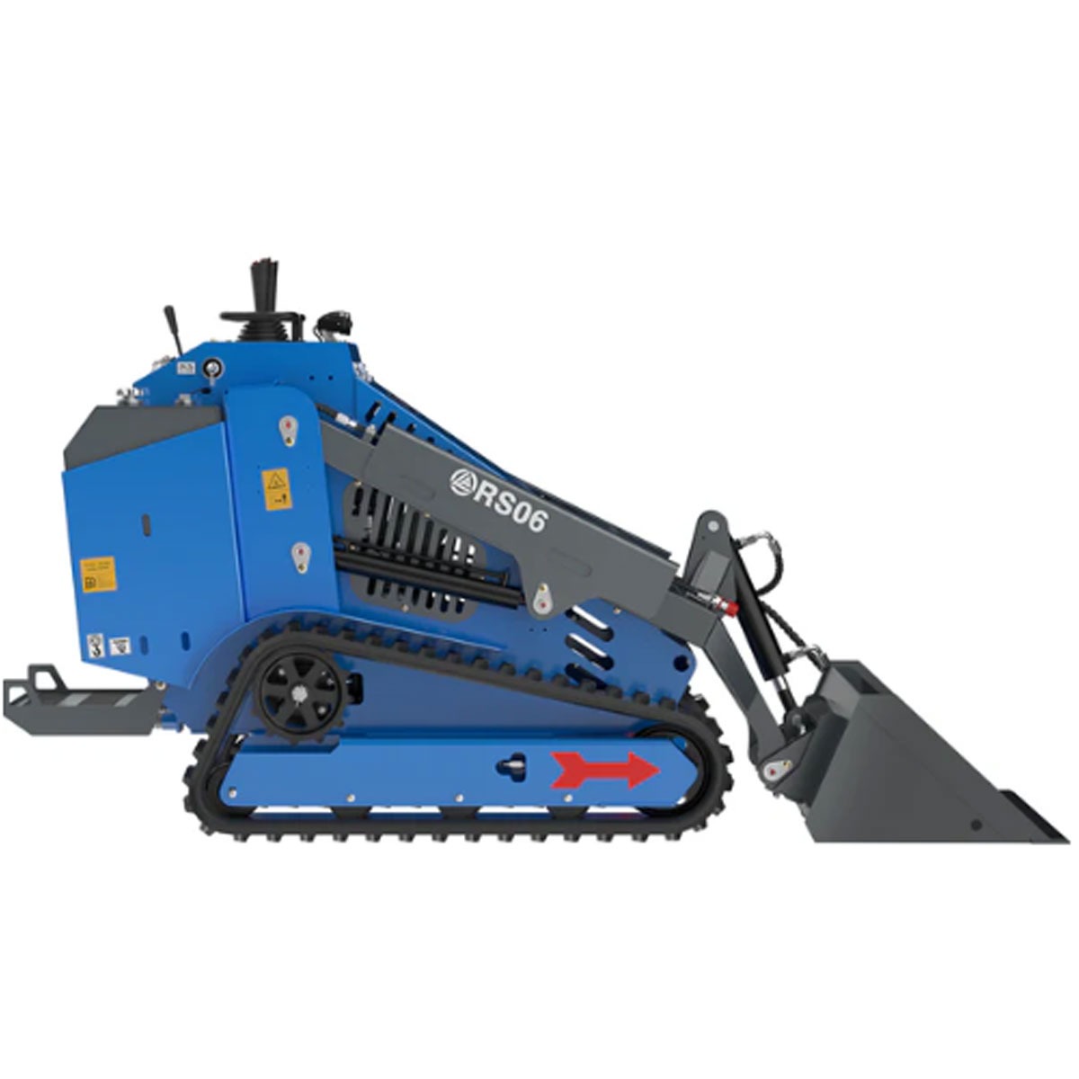 Chargeuse compacte RIPPA RS06 sur chenilles avec godet en vue avant droite