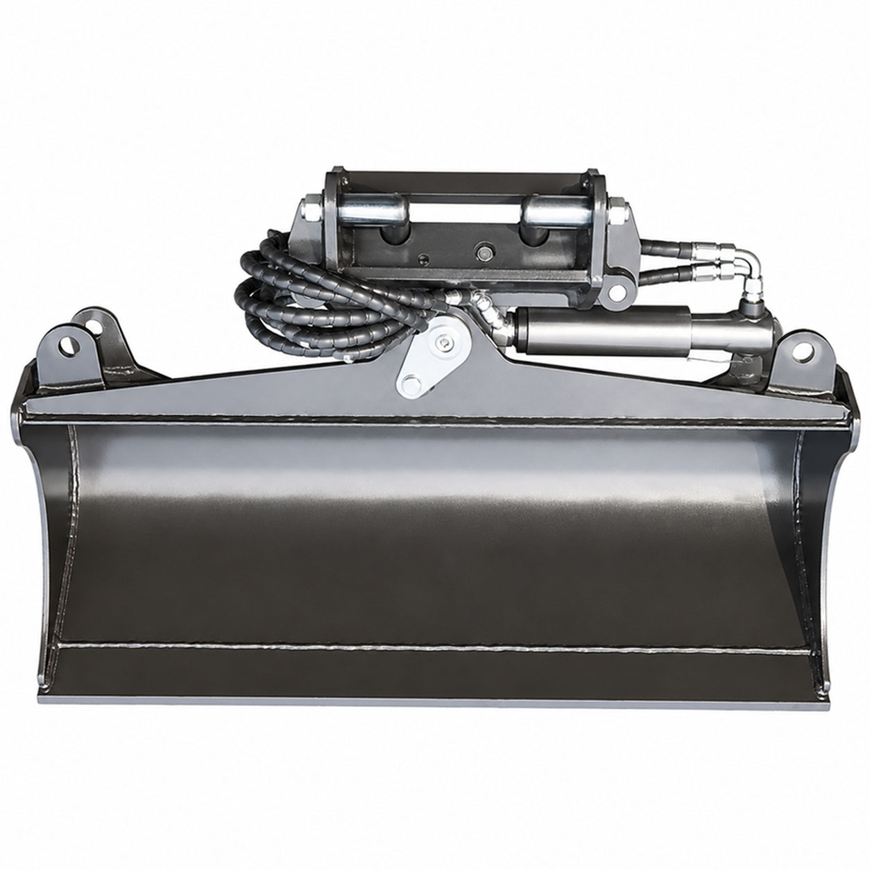 Godet de curage inclinable 100 cm pour minipelle RIPPA R18 R22 R32 avec vérin hydraulique en vue de face