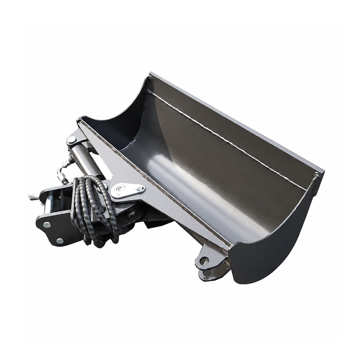Godet de curage inclinable 60 cm pour minipelle RIPPA avec vérin hydraulique en vue 3/4