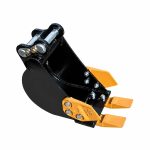 Godet de terrassement 25 cm pour minipelle RIPPA R22 en vue 3/4 avec dents