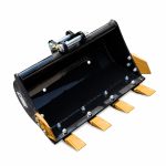 Godet de terrassement 60 cm pour minipelle RIPPA avec dents en vue 3/4