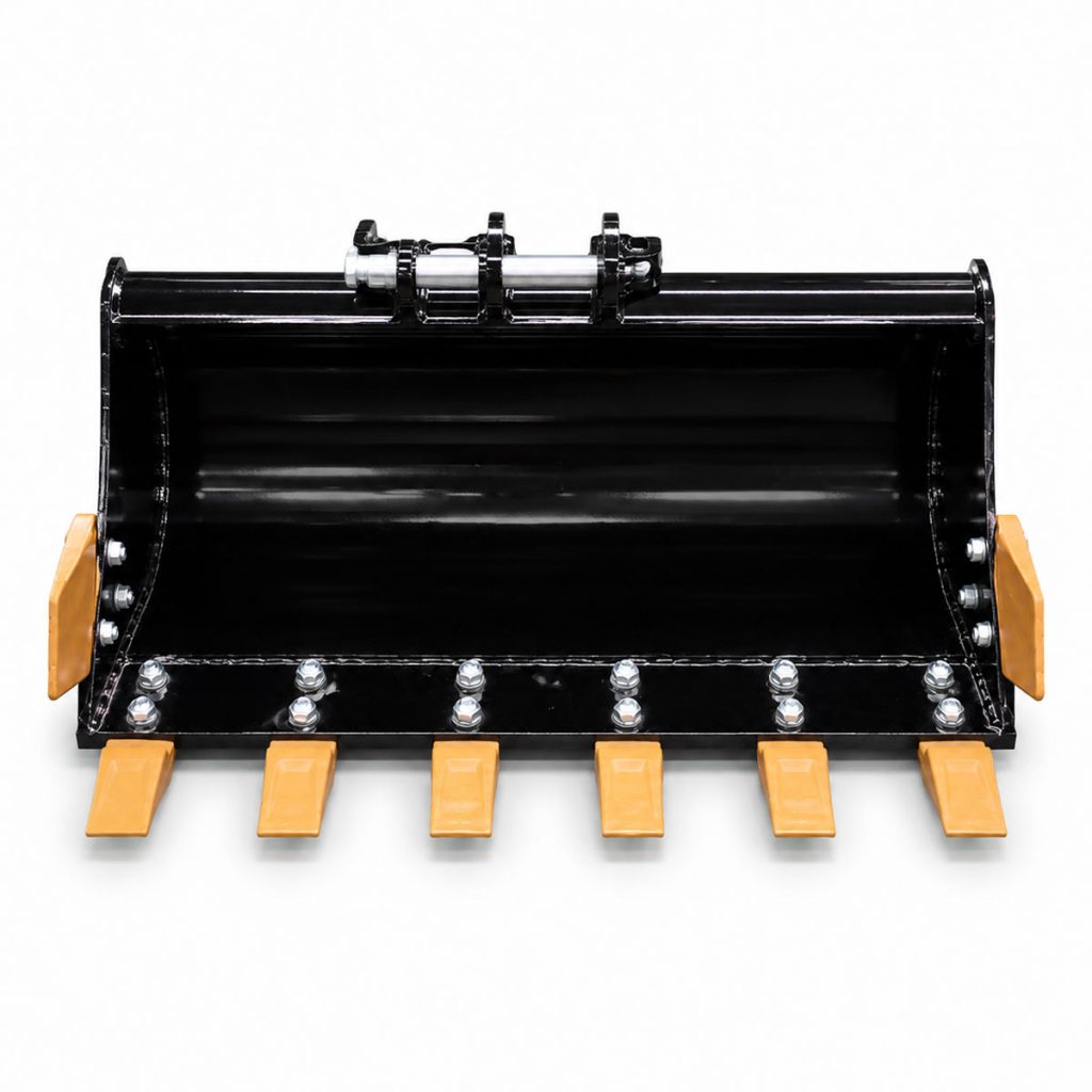 Godet de terrassement 80 cm pour minipelle RIPPA avec dents en vue de face