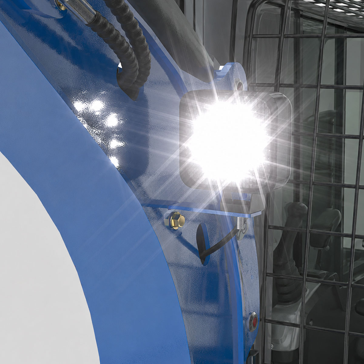 Projecteur LED sur mini-pelle R18 PRO RIPPA avec cabine fermée