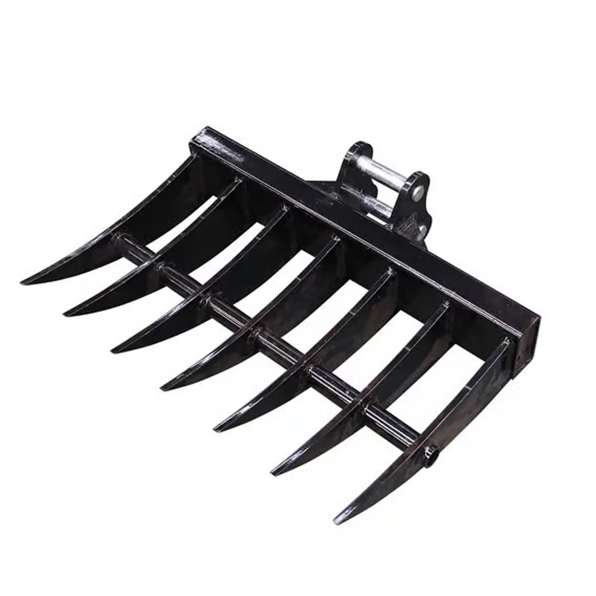 Râteau 40 cm pour mini-pelle RIPPA avec dents robustes en vue 3/4