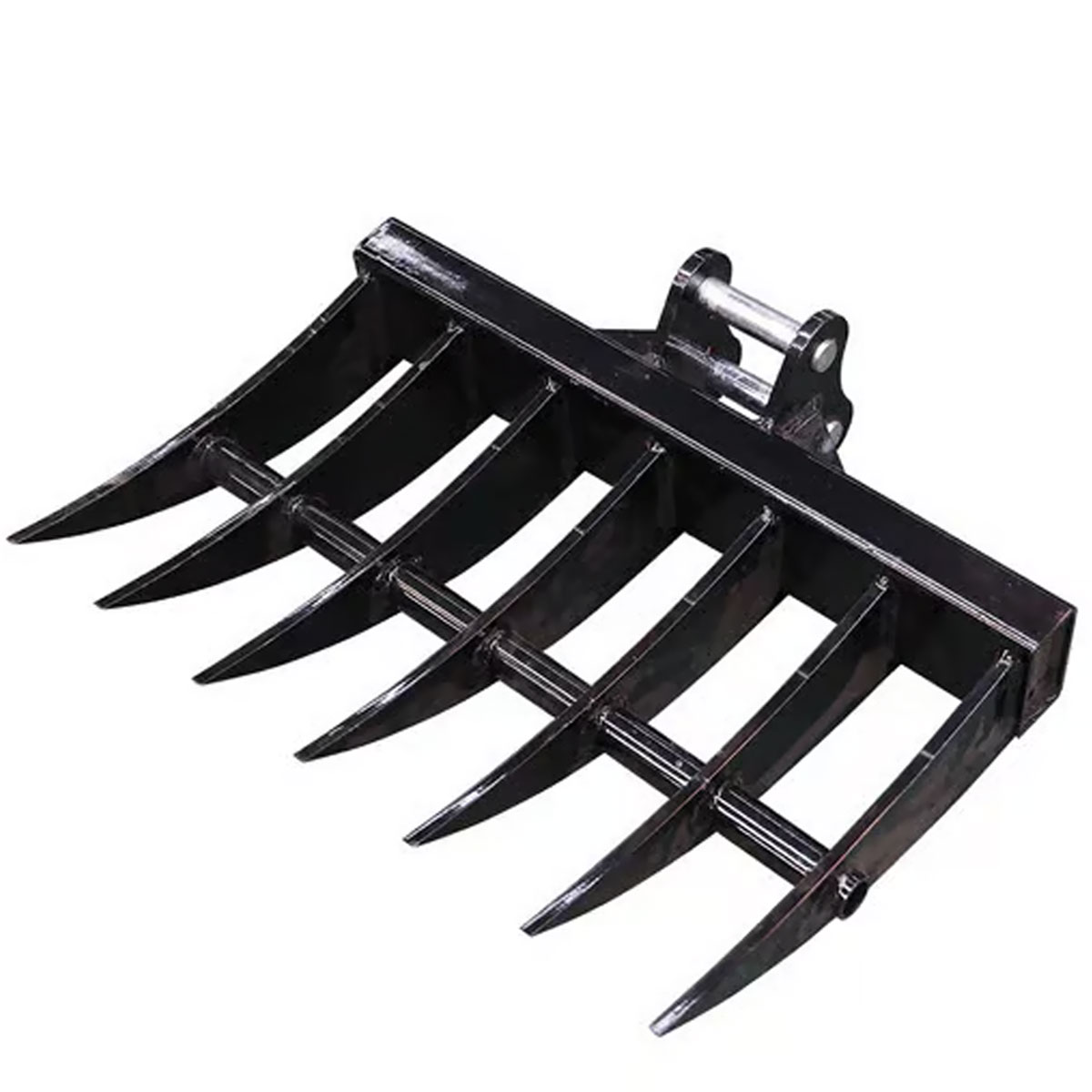 Râteau 80 cm pour mini-pelle RIPPA avec dents robustes en vue 3/4